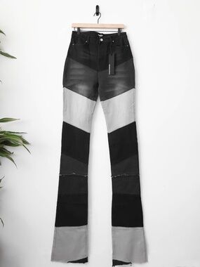 Super Rare Rockstar Original Cut And Sew Patchwork Elongated Denim Pants BNWT